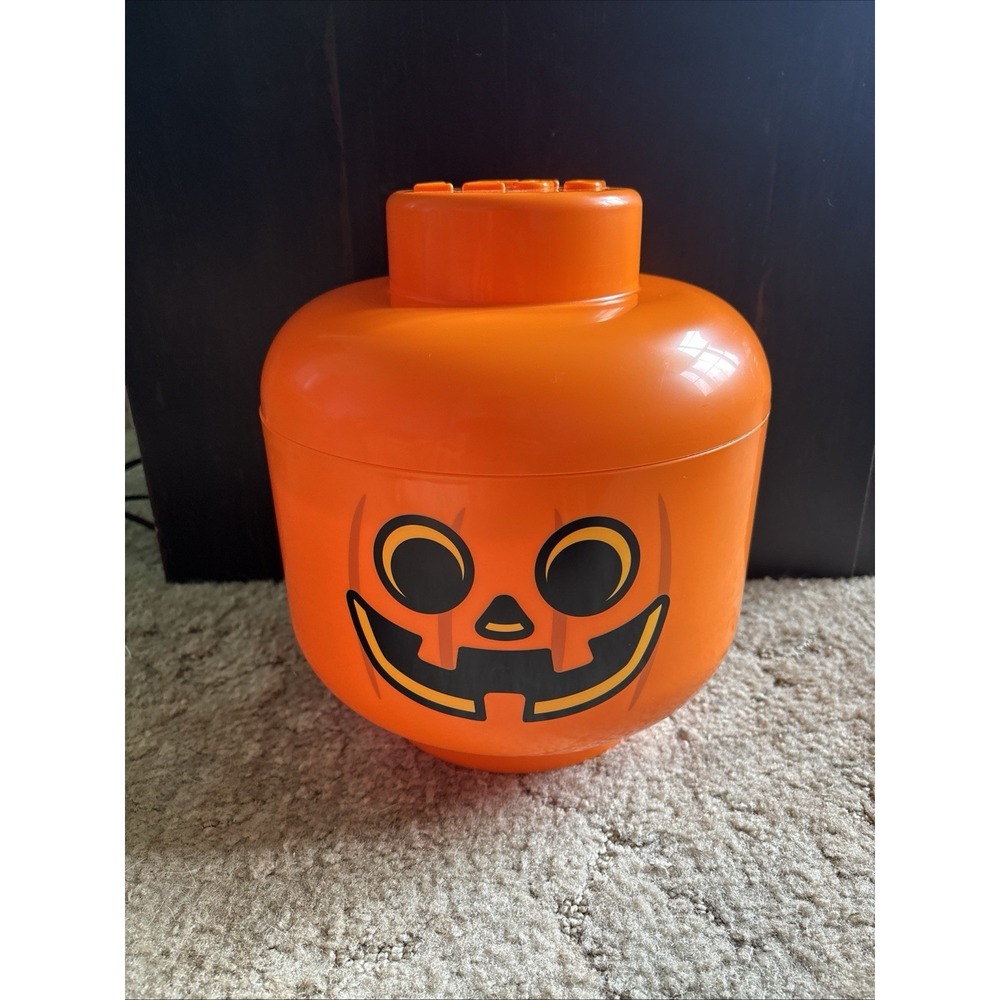 LEGO Halloween Head Large Orange Pumpkin Stackable Plastic Container 2018